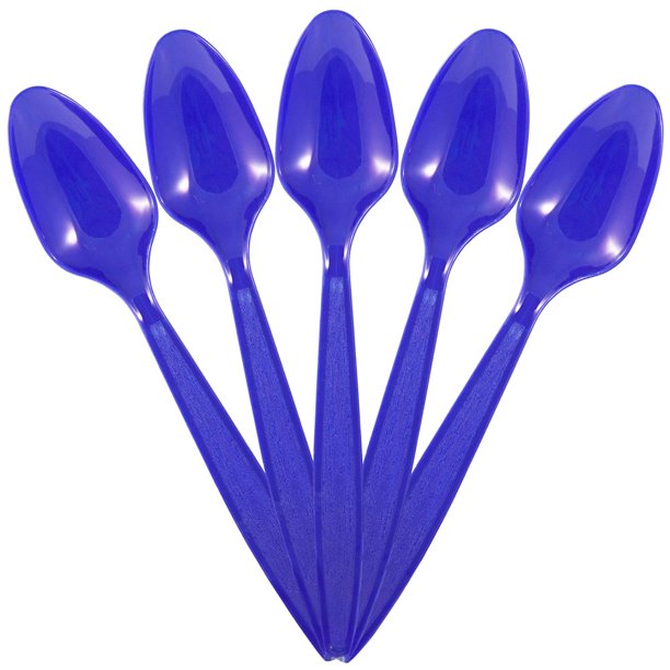 JAM Big Party Pack of Premium Utensils, Plastic Spoons, Royal Blue, 100