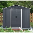 thumbnail image 5 of Anykoon 8ft x 4ft Outdoor Metal Storage Shed integrated  window and vents, Metal Foundation Tilted Roof & Lockable Door for Backyard,Tilted Roof & Lockable Door, for  Patio, Lawn,Black and White, 5 of 8