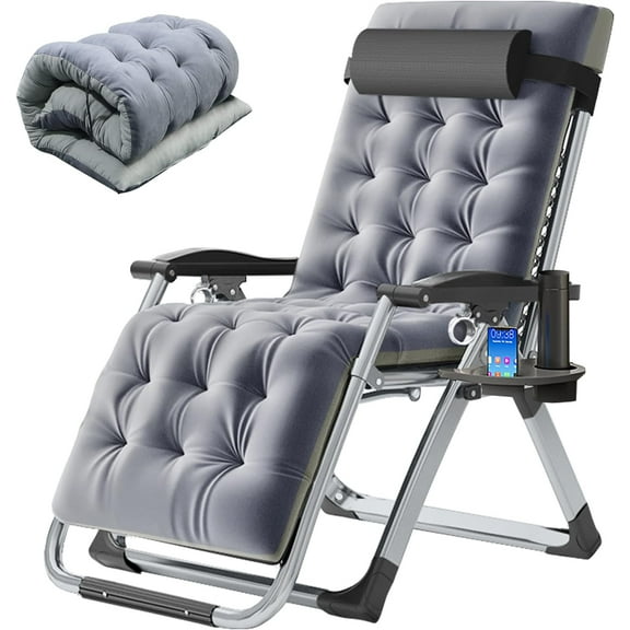 H&ZT  Chair,Folding Lounge Recliners with Removable Soft Pad,Headrest and Footrest,Sun Tanning Chair for Indoor and Outdoor,Support 440 LBS