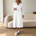 thumbnail image 6 of Sheghy Summer Dresses 2026 Autumn Winter Lapel Half Button Drop Shoulder Relaxed Fit Solid Shirt Dress White M, 6 of 6