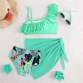 thumbnail image 5 of Confree For Girls Summer 3 Piece Swimwear Graphic Print Bathing Suits Holiday Soft Casual Toddler Girls Swimsuit Size 9-10 Years Green, 5 of 6