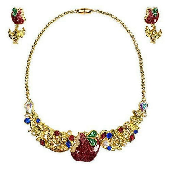 Disney Snow White Costume Gold Jewelry Set, Includes Necklace and Earrings