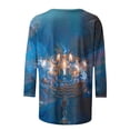 thumbnail image 5 of DDAPJ pyju Womens 3/4 Sleeve Hanukkah Shirts Menorah Graphic T-shirt Novelty Holiday Tees Chanukah Gifts for Jewish Flash Sales Multicolor XL, 5 of 6