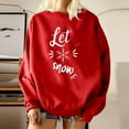 thumbnail image 4 of kayannuo Fall Clothes For Women Women Christmas Print Loose O-Neck Long-Sleeved Fleece Oversized Sweatshirt Pullover Red, 4 of 7