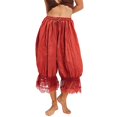 thumbnail image 4 of Charmgo Womens Flowy Pants Women Ruffle Hem Capris Lace Trim Pantaloons Lingerie Pants Slip Dress Hollow Lace Home Clothes for Women High Waisted Wide Leg Pants Woman Palazzo Pants for Women Red L, 4 of 8