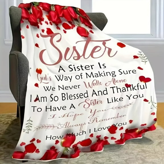 1pc Sister Appreciation All-Season Soft Flannel Sofa Throw Blanket - Polyester Fiber, Plain Weave, Machine Washable - Birthday Gift for Best Sister, Best Friend, Confidant