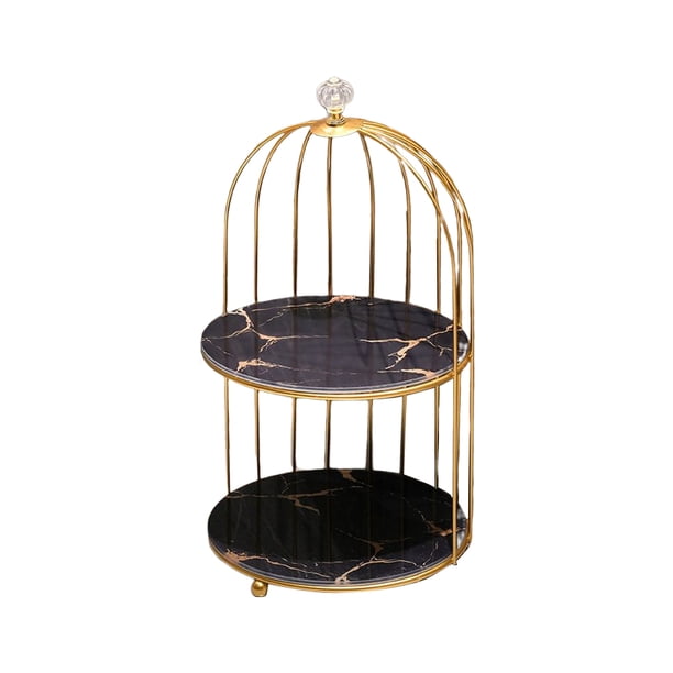 Soporte de artículos de tocador para cosméticos, organizador de suministros, estante de almacenamiento, estantes de hierro, soporte de mesa, Almacenamiento y organización del hogar Negro Doble Capa Inteprter HA080147-02B