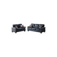 Bonded Leather 2 Pieces Sofa Set With Pillows In Black