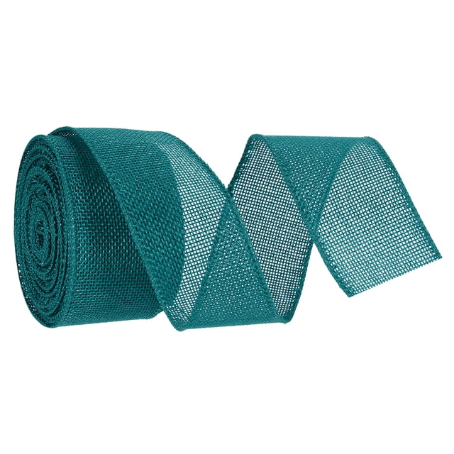 Cinta de Arpillera con Borde de Alambre Verde Oscuro 2 Pulgadas x 10 Yardas Cinta con Alambre para Empaque de Regalos