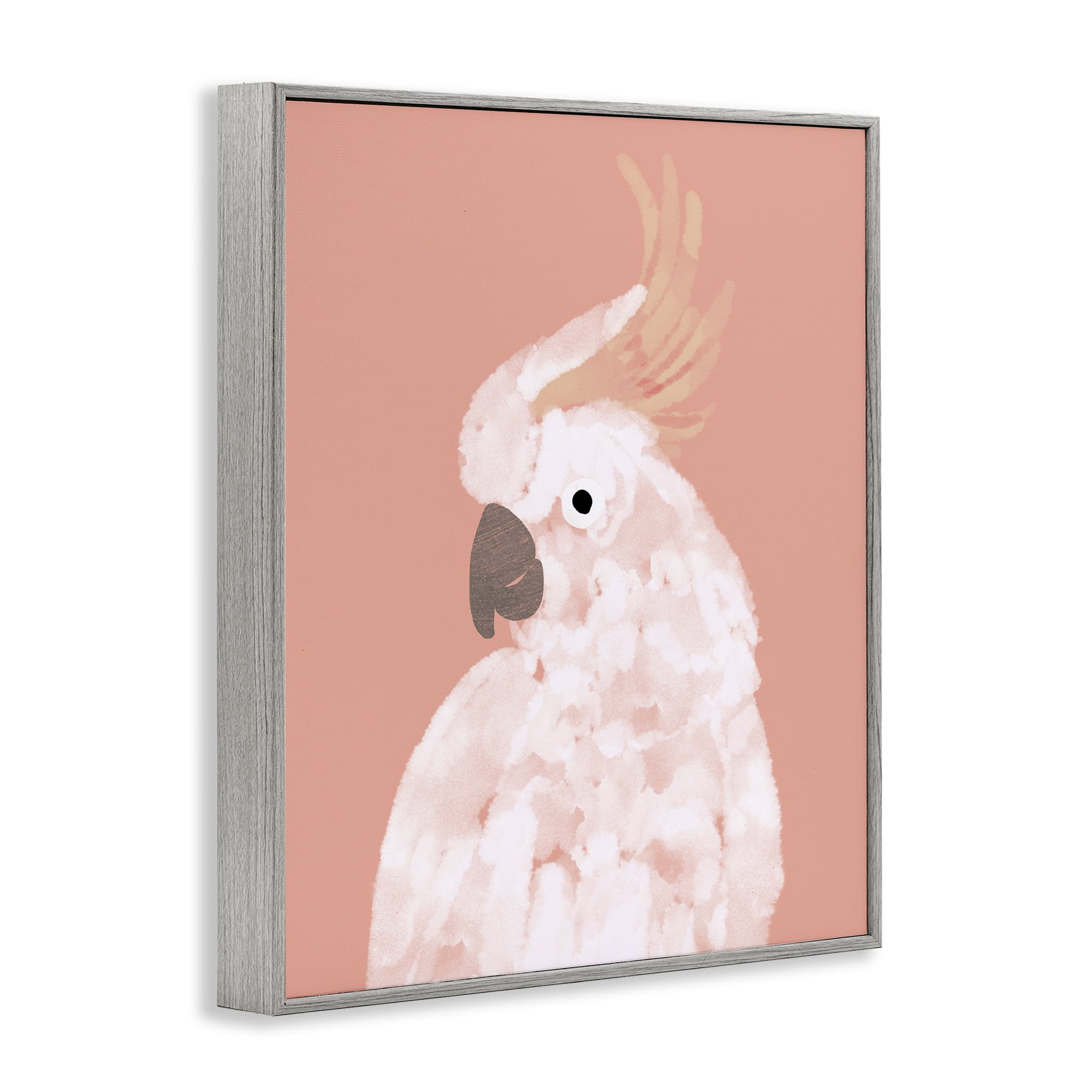 Stupell Industries Cockatiel on Pink Animals & Insects Painting Gray Framed Art Print Wall Art, 24 x 30