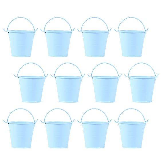 HEMOTON Skyblue Iron Bucket for Storage with Elegant Retro Style and Durable Texture 12Pcs