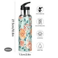 thumbnail image 5 of ALAZA Rose Flower with Leaves Water Bottle Insulated Flask Stainless Steel Straw Lid 20 oz, 5 of 6
