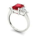 thumbnail image 2 of 2.82 ct Emerald Cut Simulated Pink Tourmaline 3 Stone 14K White Gold Womens Engagement Ring, 2 of 5