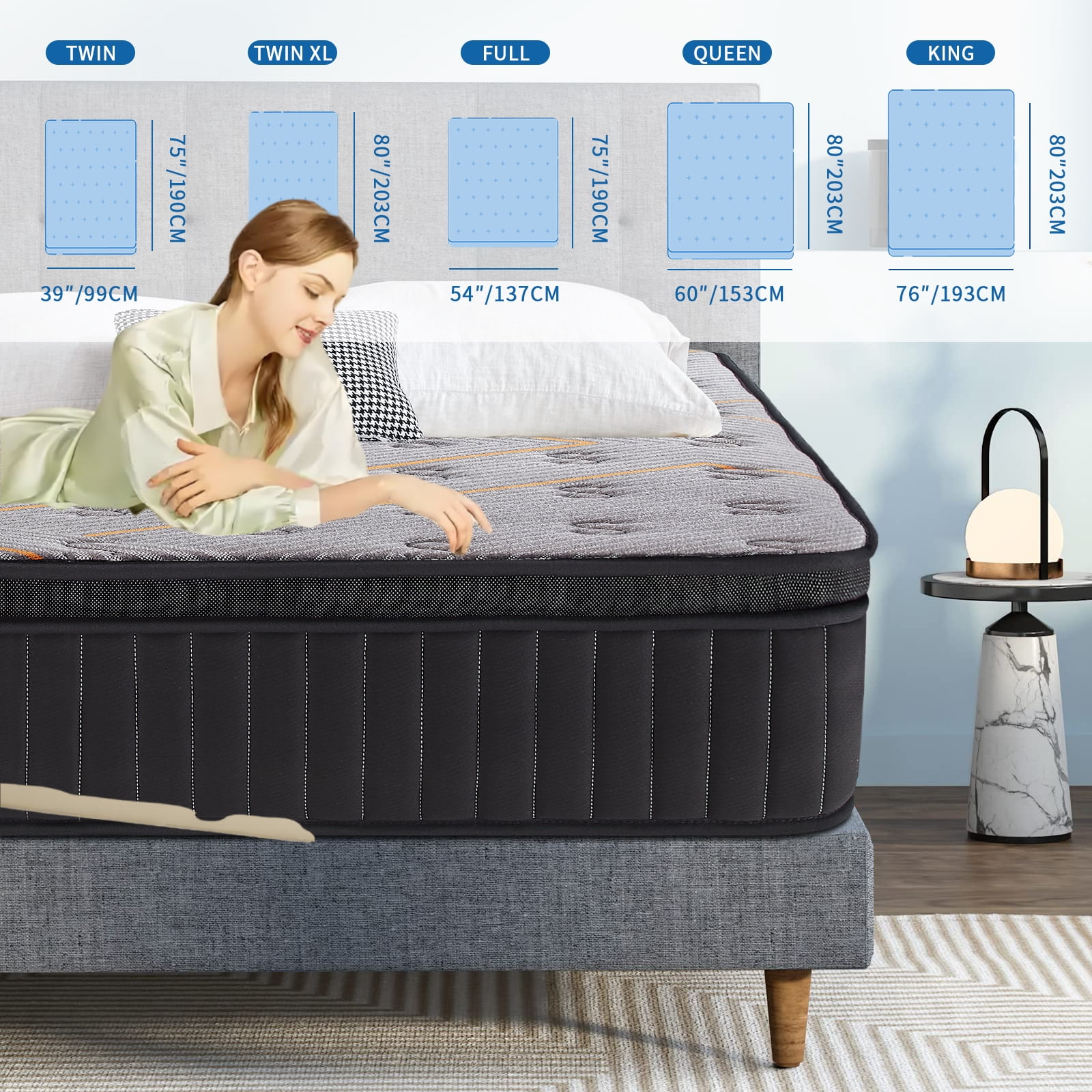 BMMB Full Mattress-10 Inch Hybrid Mattress in a Box with Individual Pocket Spring for Motion Isolation, Supportive & Pressure Relief, CertiPUR-US