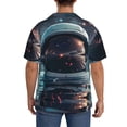 thumbnail image 3 of Honeii Astronaut Helmet Reflections for Men's Short-Sleeved Button-Up Collared Shirt Featuring A Pocket, Perfect for Beach Vacations, And Travel Adventures.-Medium, 3 of 5