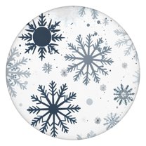 Blue Christmas Snowflake Pattern Round Fitted Tablecloth with Elastic Edge,Dining Table Cover Waterproof,Outdoor Round Tablecloth for Camping,Dining,Indoor and Outdoor