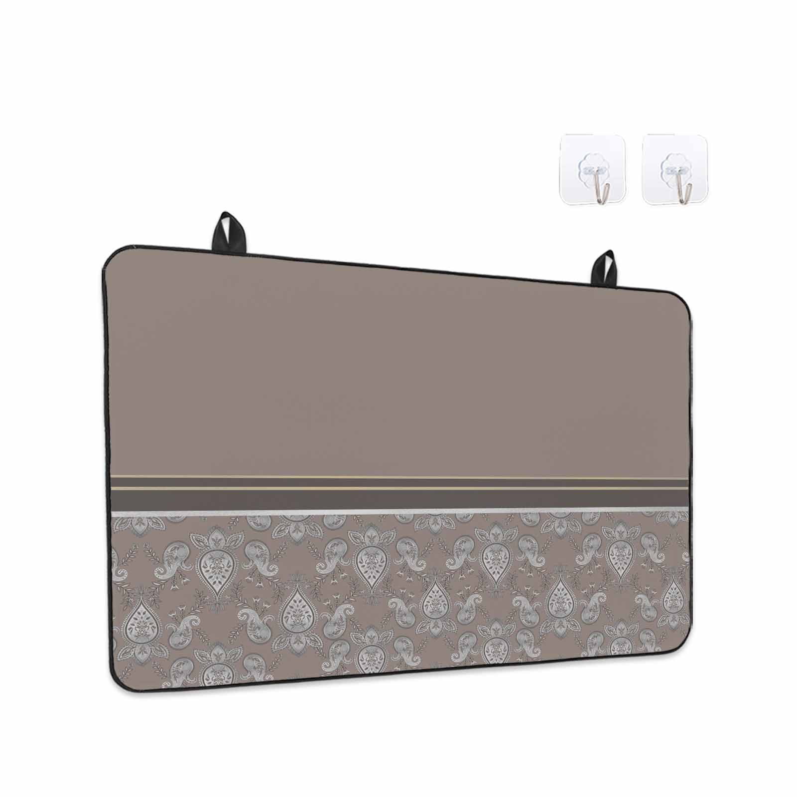 Boho Brown Flower Stove Top Cover for Electric Stove, Heat-proof & Non Slip Glass Top Stove Cover Protector, Abstract Bohemia Pesley Floral Kitchen Flat Cooktop Rubber Mat 24x21 Inches