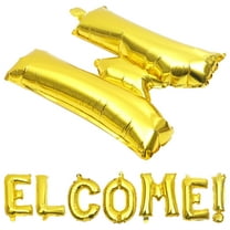 WRITWAA Easy Inflate Welcome Foil Balloons Golden Aluminum for Party Decor 1Set