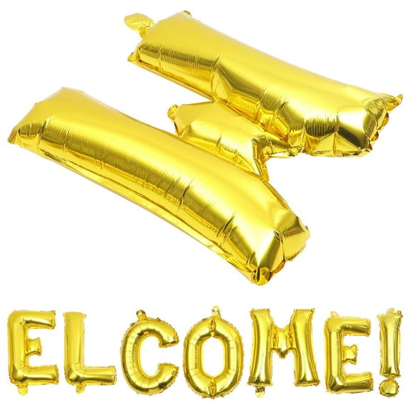 WRITWAA Easy Inflate Welcome Foil Balloons Golden Aluminum for Party Decor 1Set