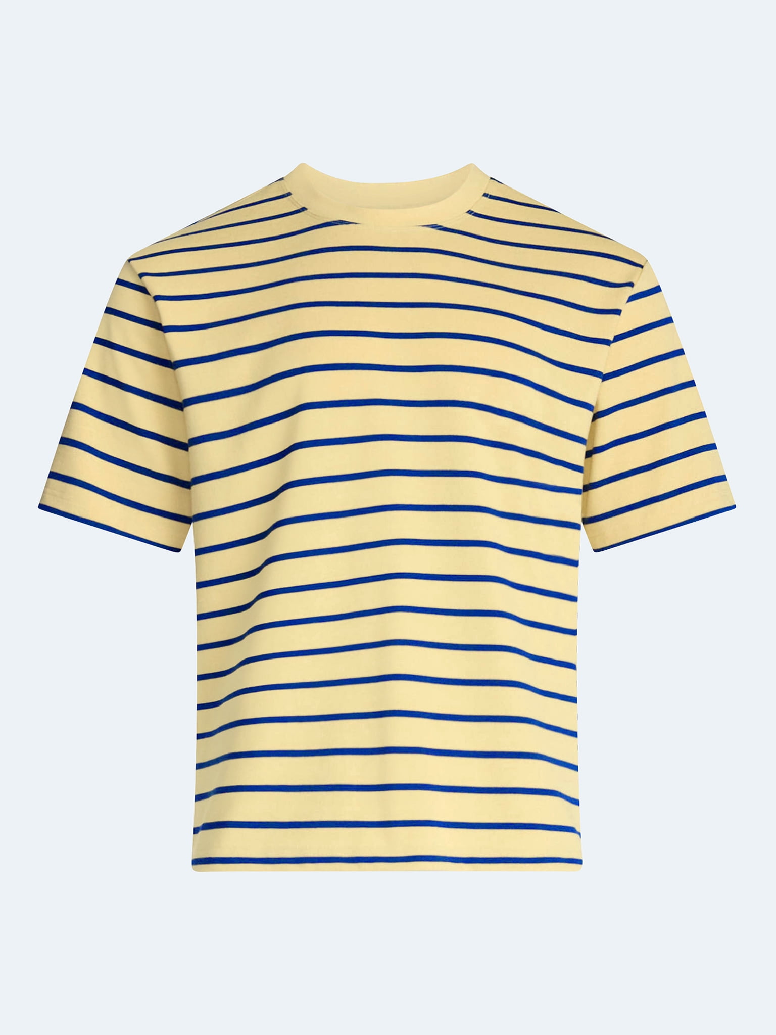 Free Assembly Striped Relaxed Heavyweight Tee with Short Sleeves, Sizes XS-3XL