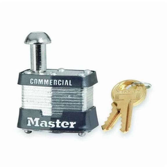 Padlock, Keyed Different, Single Post Shackle, Rectangular Steel Body, Steel Shackle, 5/8 in W