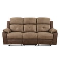 thumbnail image 3 of Plush Comfort Motion Sofa Brown Microfiber Upholstered Solid Wood Frame Living Room Furniture 1pc Dual Reclining Sofa Plush Arms, 3 of 7