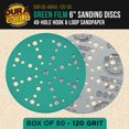 thumbnail image 2 of Dura-Gold Premium 120 Grit 6" Green Film Sanding Discs, 49-Hole Pattern, Box of 50 - Heavy-Duty Dustless Hook & Loop Backing Sandpaper for DA & Random Orbital Sanders, Sand Auto Paint, Wood Furniture, 2 of 6