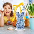 thumbnail image 4 of Blue Hydrangea Easter Bunny Decor 7.87 In Artificial Bunny Figurine With Bow Spring Easter Home Tabletop Decor, 4 of 8