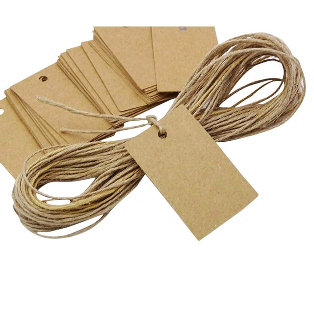 500 PCS Rectangle Shape Blank Gift Tags Wedding Favor Kraft Paper Hang Tag with Free Natural Jute Twine
