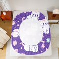 thumbnail image 4 of Manfei Funny Cat Fitted Sheet Full, Kawaii Flower Love Heart Bed Set, Purple Pink, 3-Piece, 1 Fitted Sheet and 2 Pillowcases, 4 of 6