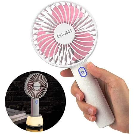 

Protable Handheld Fan Cooling Fan USB Rechargeable LED light Little 2000 mAh Pocket Fan with Base Cordless Speed Adjustable Desk Fan for Girls Women Men Indoor Outdoor Travel Powerful