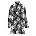 thumbnail image 2 of Black And White Soccer Ball Women Bathrobe One Size Univeral Fits Fashion Lightweight Plush Fleece Long Robe For Women, 2 of 3
