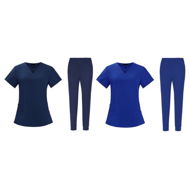 Enfermería Scrub Set Top Pantalones Transpirable Trabajo Uniforme para Enfermera Yoga Jogger