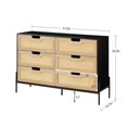 thumbnail image 2 of DSstyles Commode à 6 Tiroirs pour Chambre, Commode Haute avec Tiroirs en Rotin Naturel, Commode Moderne Style Ferme avec Armoire de Rangement, Commode en Bois pour Garde-Robe pour Salon, Chambre de Bébé, Entrée, 2 of 7