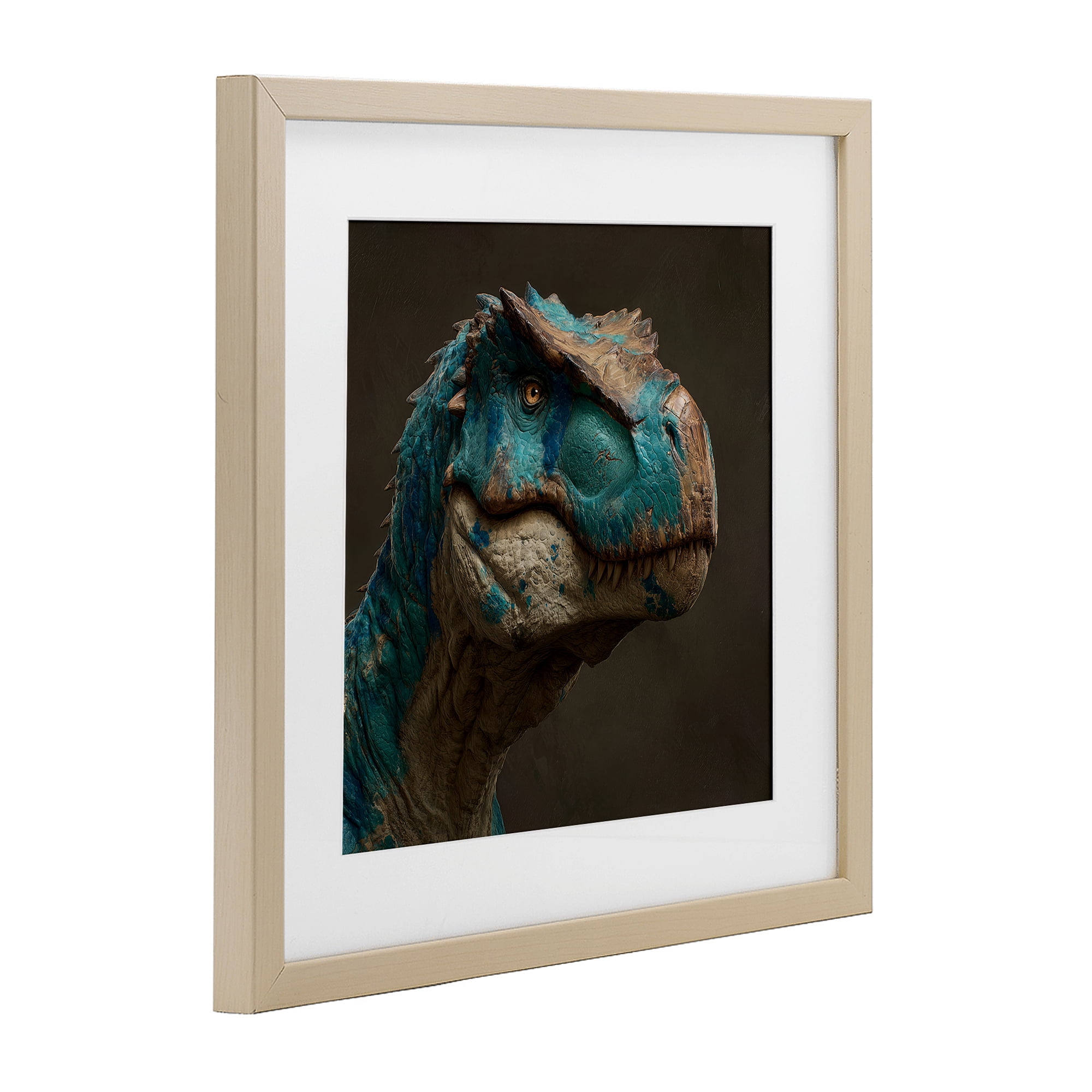 Stupell Industries Cerulean Scaled Dinosaur Detail Birch Framed Print Under Glass, design by Wumples
