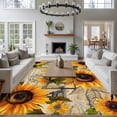 thumbnail image 3 of Large Area Rug 8'x10', Yellow Sunflower Non-slip Runner Carpet for Living Room/Bedroom/Office, Watercolor Retro Floral Plant Leaf Outdoor Indoor Rectangle Area Rug Floor Mat for Kitchen/Dining Room, 3 of 9