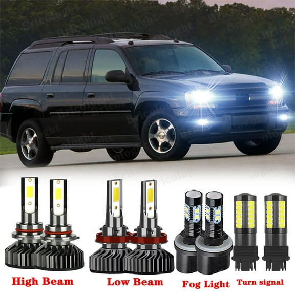 Combo LED Headlight Fog Bulbs Turn Signal Light For Chevy Trailblazer 2002-2009