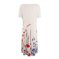 thumbnail image 5 of DBAIXID Knee Length Dress for Women Summer Plus Size Short Sleeve Crewneck Floral Print Flowy Midi Dresses with Pocket Beige XL, 5 of 7