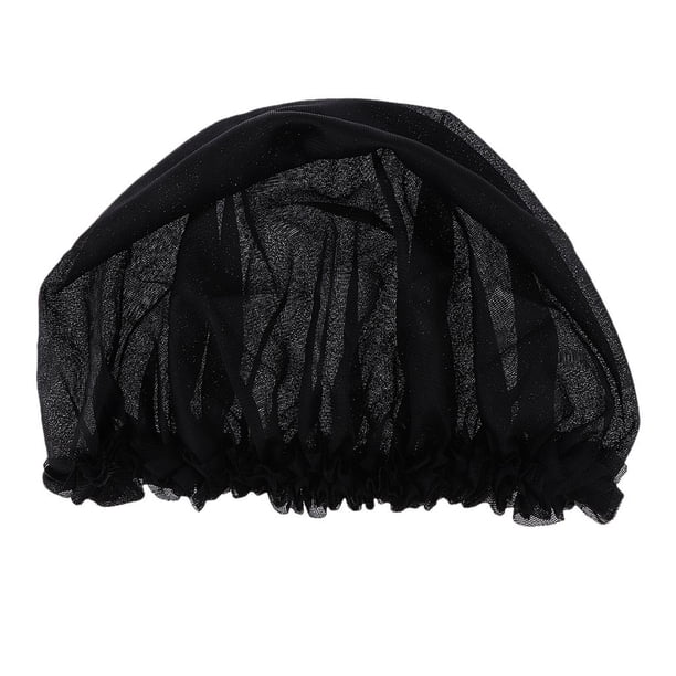 Gorro de dormir estilo corte real/nobleza, transpirable, con banda elástica para el cuidado del cabello. Negro