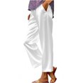 thumbnail image 2 of Simua Women's Spring Autumn Cotton Linen Wide Leg Pants Elastic Waist Versatile Casual Ankle-Length Comfortable Women's Trousers, 2 of 6