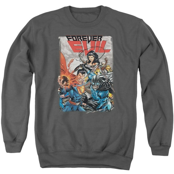 JLA Justice League Crime Syndicate Adult Crewneck Sweatshirt Charcoal