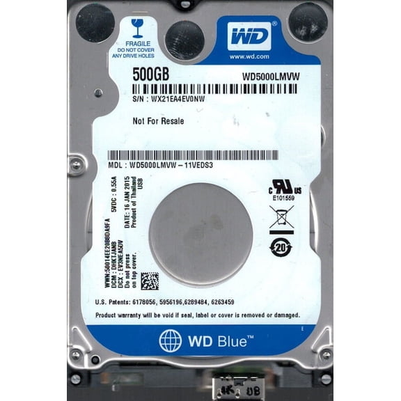WD5000LMVW-11VEDS3 DCM: DHKTJANB WX21E Western Digital 500GB