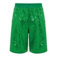 thumbnail image 3 of Hansber Girls Boys Sequin Shorts Jazz Hip Hop Dance Tumbling Bottoms Cheer Performance Dancewear Green 14, 3 of 6