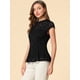 thumbnail image 3 of INSPIRE CHIC Blusa De Encaje Rojo Con Mangas Casquillo Y Cuello Simulado De Crochet Floral Para Mujer Negro S, 3 of 6