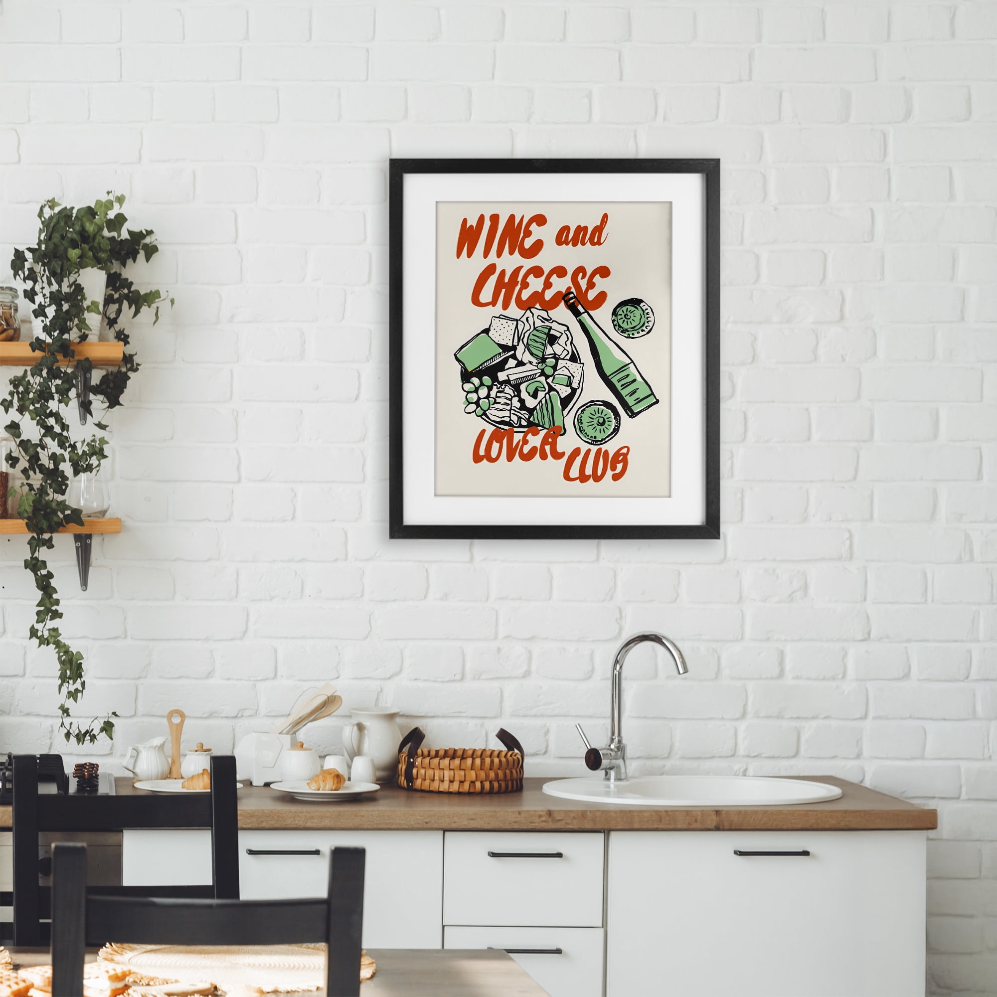 Stupell Industries Wine & Cheese Lover Club Black Framed Print Under Glass, design by The Prints Vibe