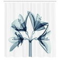 thumbnail image 3 of Xray Flowers Shower Curtain, Beautiful Blossoming Amaryllis Flower Radiogram Print, Fabric Bathroom Set with Hooks, 69W X 70L Inches, Dark Night Blue Pale Slate Blue, by Ambesonne, 3 of 3