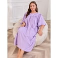 thumbnail image 4 of FEREMO 100% Cotton Nightgowns for Plus Size Women Pleated Soft Sleepwear with Pockets, 4 of 6