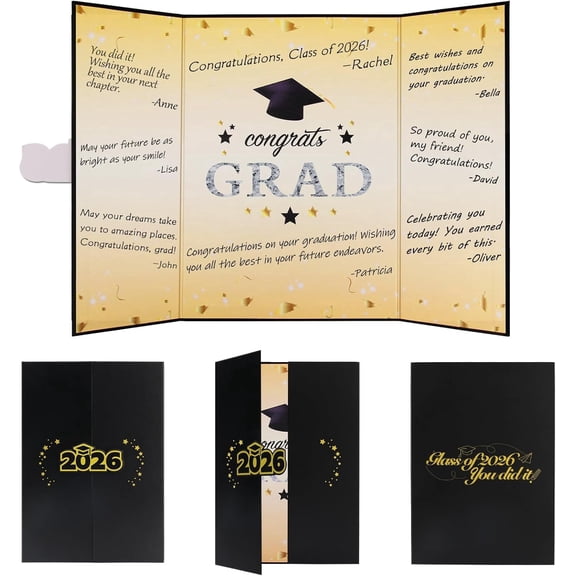 Graduation Decorations 2026, Graduation Guest Book, Class of 2026 Grad Guestbook for Graduates Signature Congrats Grad Decorations Supplies Gifts Idea Table Decor (Black)