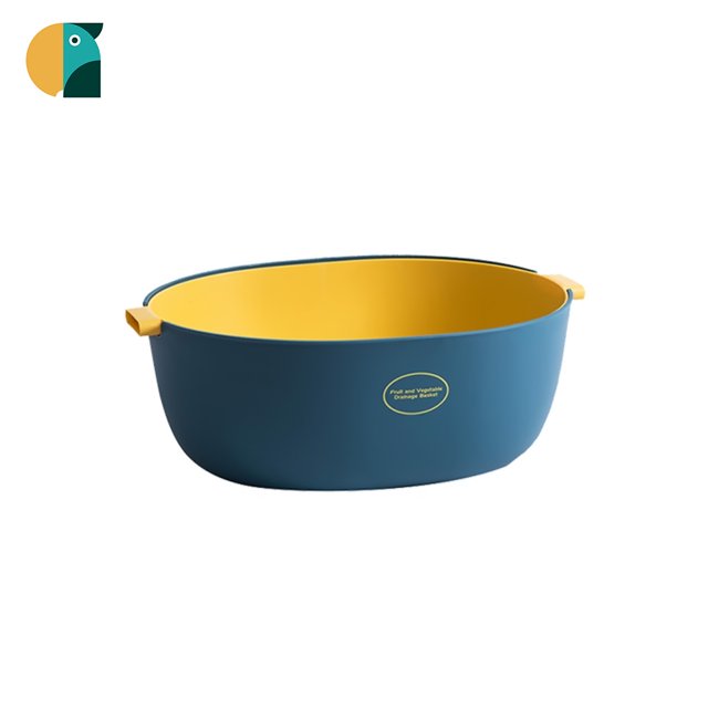 Wuming Multi-functional Kitchen Strainer Basket for Fruits and Vegetables, Detachable Design, Deep Blue Color, Large Capacity (5000ml U Shape), Durable and Safe Food-Grade PP Material