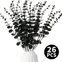 Halloween Artificial Eucalyptus Leaf Stem 15" 26 Pcs Eucalyptus Flower Bouquet - Halloween Floral Picks (Black)